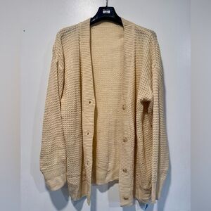 Cupshe Cream Open-Knit Button Cardigan